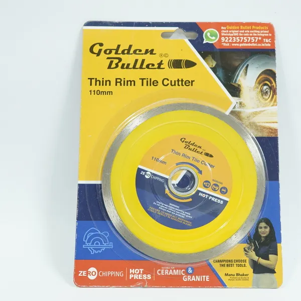 G. Bullet Diamond Blade Yellow Thin Rim Tile 4"