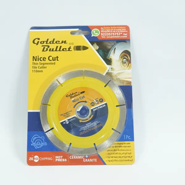 G. Bullet Diamond Blade Yellow Thin Seg. Tile 4"
