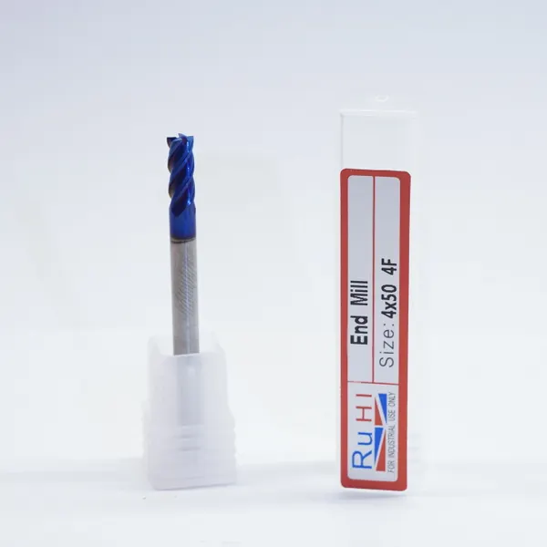 Ruhi Solid Carbide Flat End Mill 55 HRC Blue 4x50mm